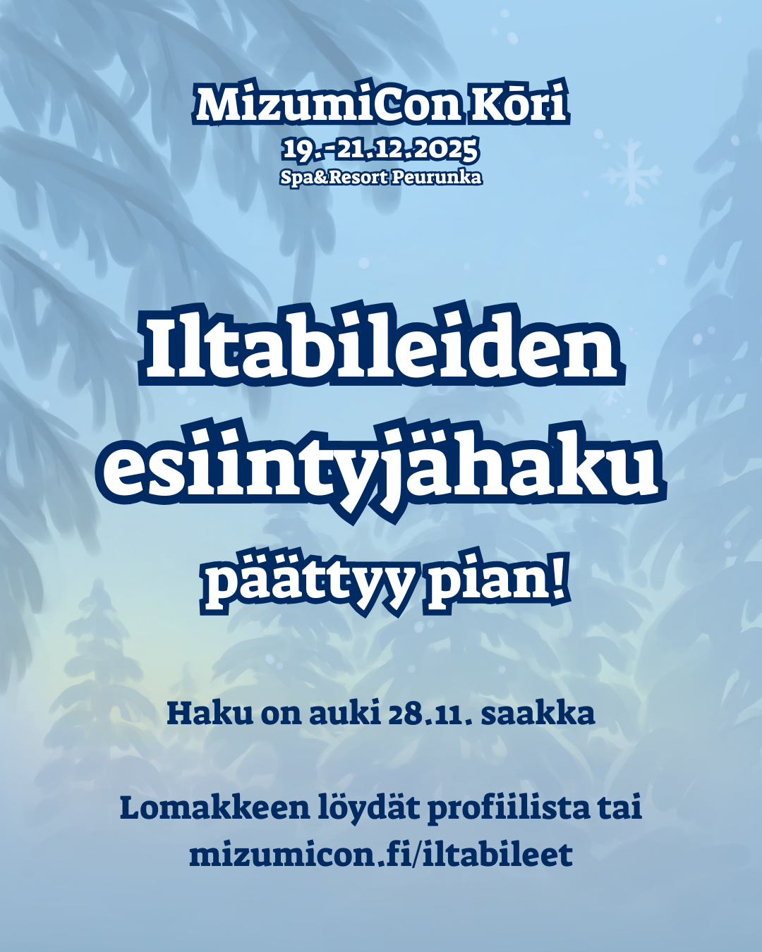 Mizumicon Kōrin iltabileiden esiintyjähaku päättyy perjantaina 28.11.!